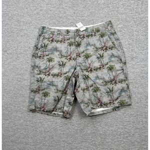 Barney's New York Shorts Mens 30 Gray Floral Chino Tropical Travel Outdoor NEW